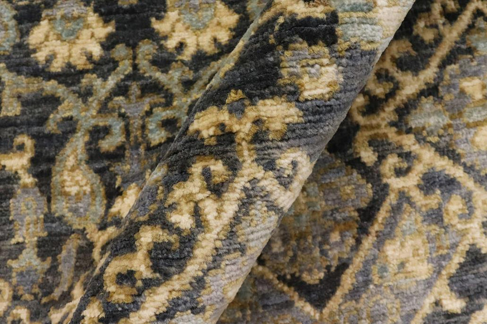 handmade Transitional Kafkaz Gray Blue Hand Knotted RECTANGLE 100% WOOL area rug 5X8