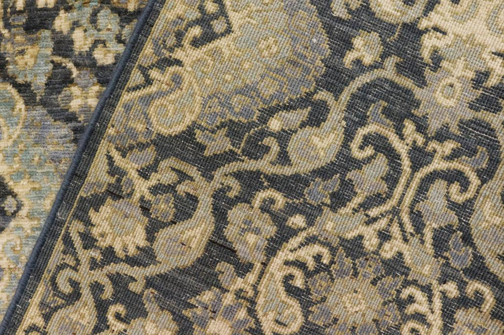 handmade Transitional Kafkaz Gray Blue Hand Knotted RECTANGLE 100% WOOL area rug 5X8