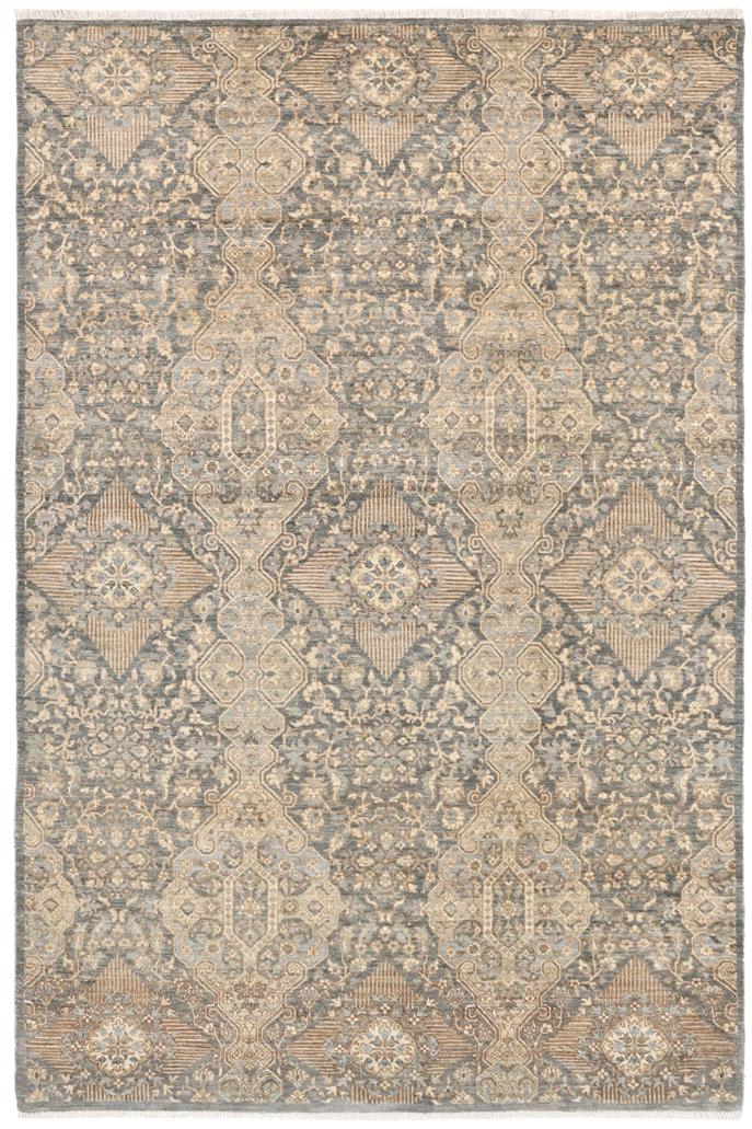 handmade Transitional Kafkaz Gray Blue Hand Knotted RECTANGLE 100% WOOL area rug 6X9