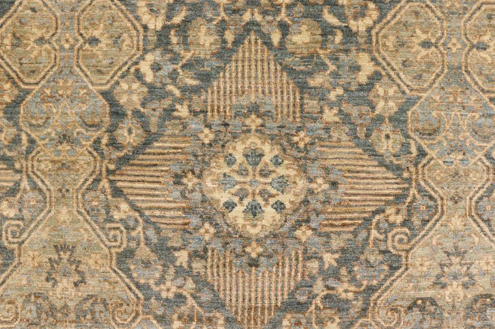 handmade Transitional Kafkaz Gray Blue Hand Knotted RECTANGLE 100% WOOL area rug 6X9