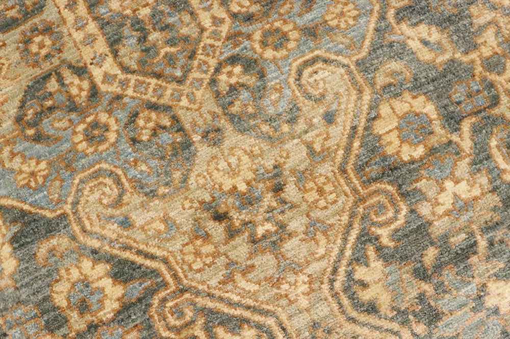 handmade Transitional Kafkaz Gray Blue Hand Knotted RECTANGLE 100% WOOL area rug 6X9