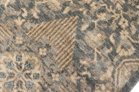 handmade Modern Kafkaz Gray Blue Hand Knotted RECTANGLE 100% WOOL area rug 6' x 9'