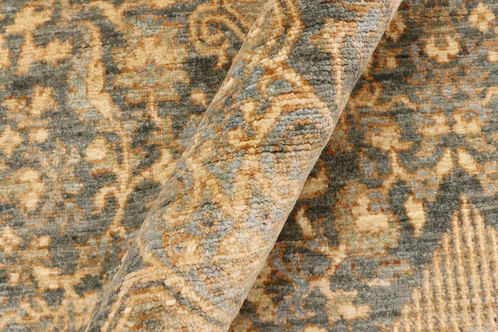 handmade Transitional Kafkaz Gray Blue Hand Knotted RECTANGLE 100% WOOL area rug 6X9