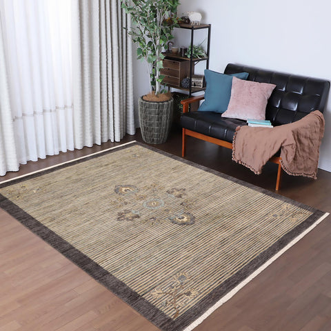 handmade Modern Kafkaz Gray Blue Hand Knotted RECTANGLE 100% WOOL area rug 5' x 7'