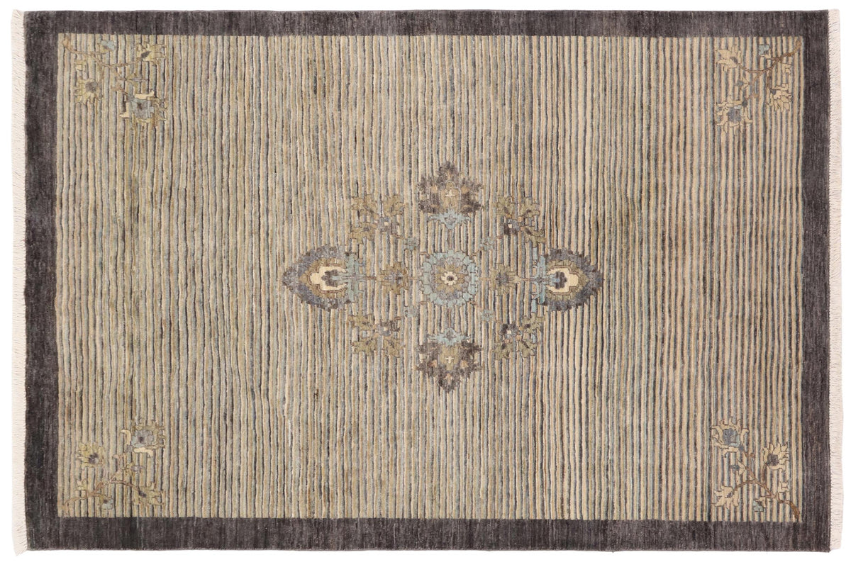 handmade Modern Kafkaz Gray Blue Hand Knotted RECTANGLE 100% WOOL area rug 5' x 7'