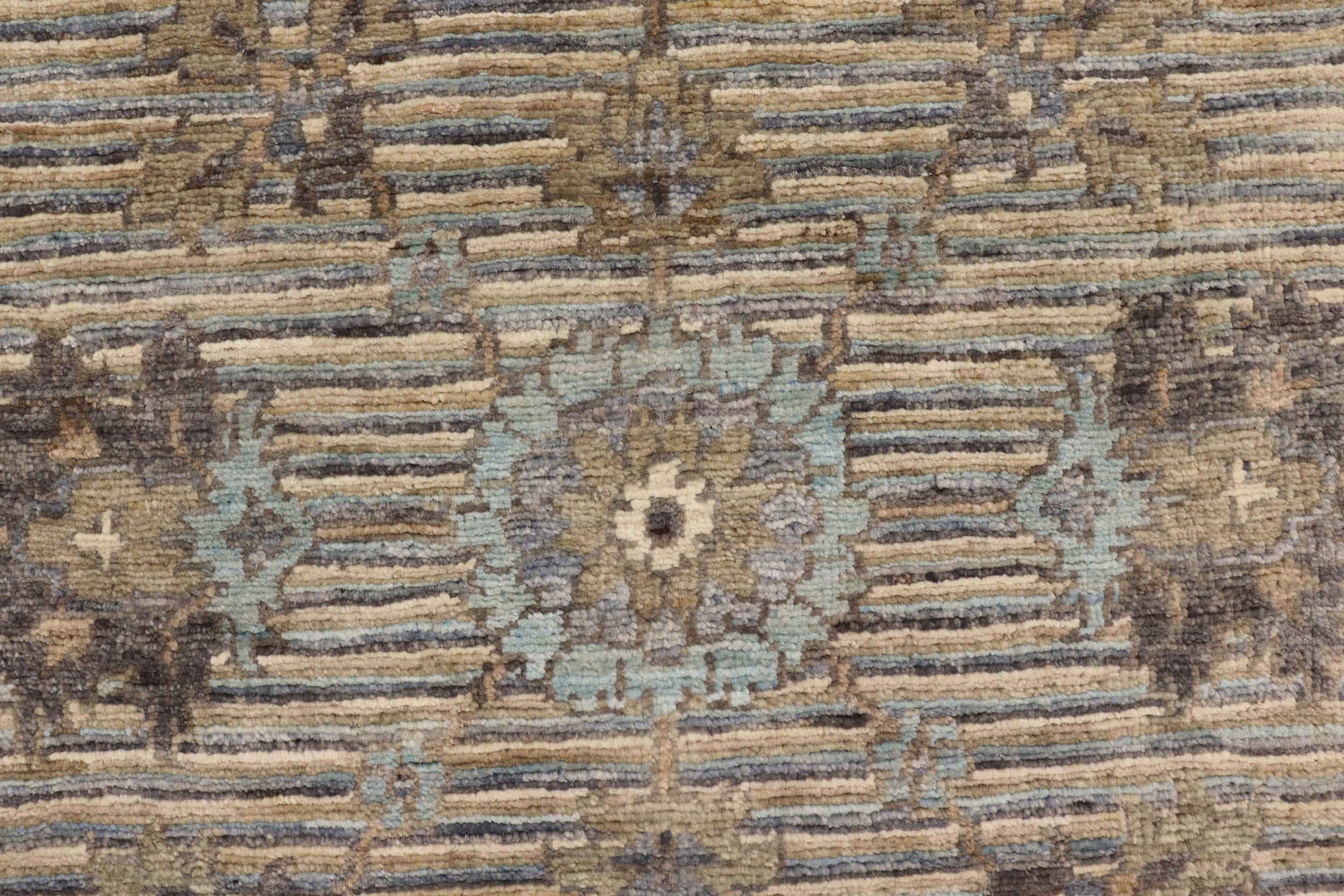 handmade Modern Kafkaz Gray Blue Hand Knotted RECTANGLE 100% WOOL area rug 5' x 7'