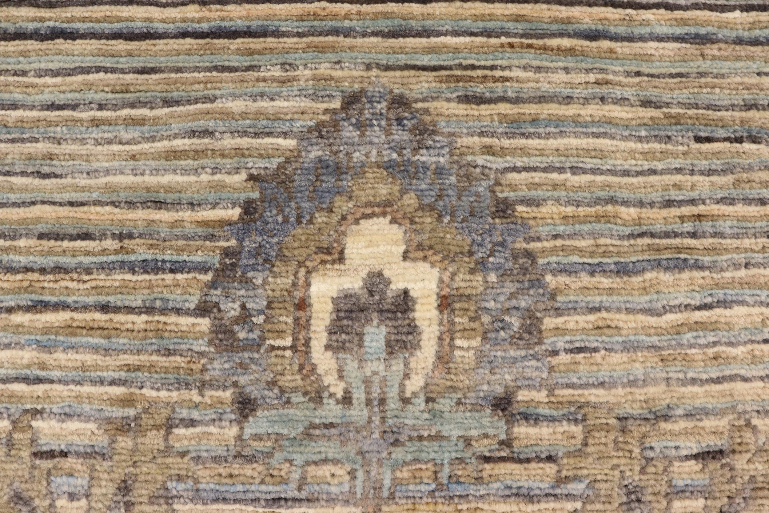 handmade Modern Kafkaz Gray Blue Hand Knotted RECTANGLE 100% WOOL area rug 5' x 7'