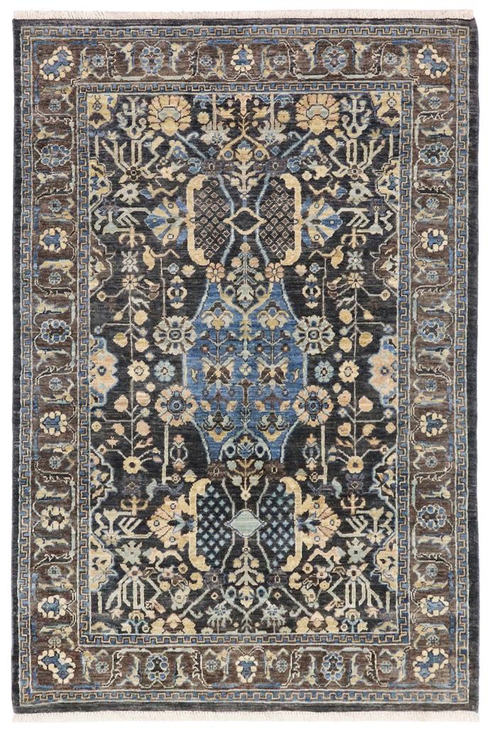 handmade Traditional Kafkaz Gray Blue Hand Knotted RECTANGLE 100% WOOL area rug 4X6