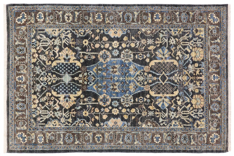 handmade Traditional Kafkaz Gray Blue Hand Knotted RECTANGLE 100% WOOL area rug 4x6