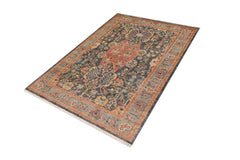 handmade Traditional Kafkaz Gray Rust Hand Knotted RECTANGLE 100% WOOL area rug 4X6