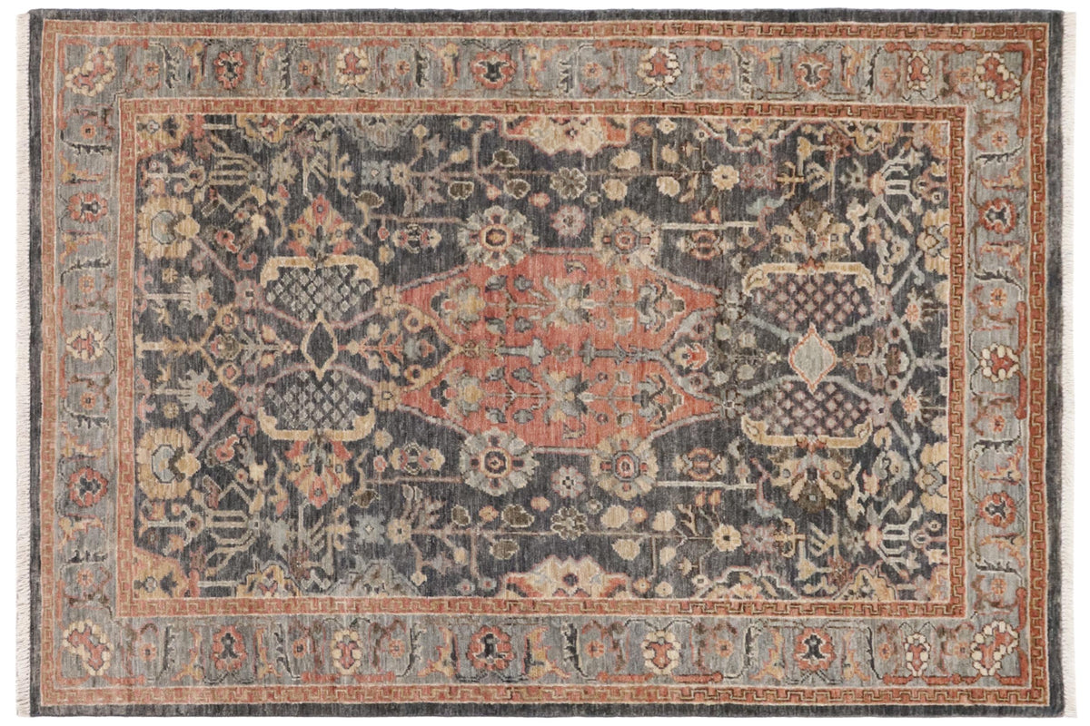 handmade Traditional Kafkaz Gray Rust Hand Knotted RECTANGLE 100% WOOL area rug 4x6