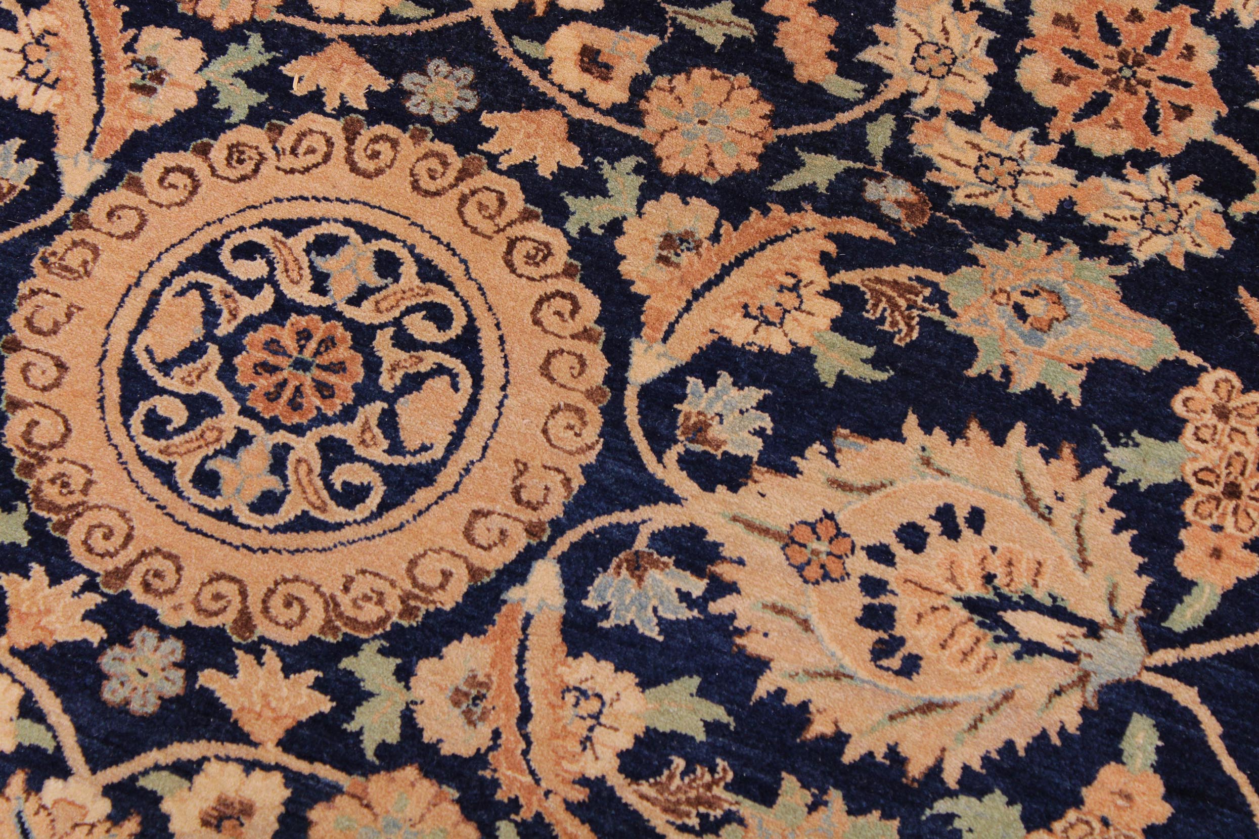 handmade Transitional Agra Tabriz Blue Tan Hand Knotted RECTANGLE 100% WOOL area rug 9x12