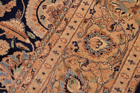 handmade Transitional Agra Tabriz Blue Tan Hand Knotted RECTANGLE 100% WOOL area rug 9 x 12