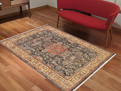 handmade Traditional Kafkaz Gray Tan Hand Knotted RECTANGLE 100% WOOL area rug 4X6