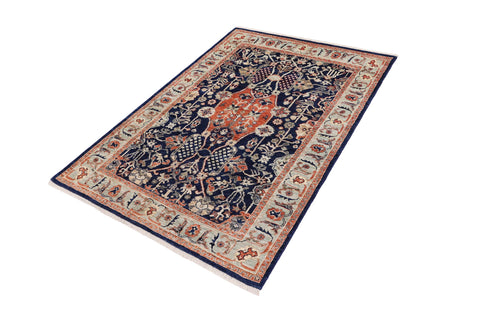 handmade Traditional Kafkaz Blue Rust Hand Knotted RECTANGLE 100% WOOL area rug 4x6