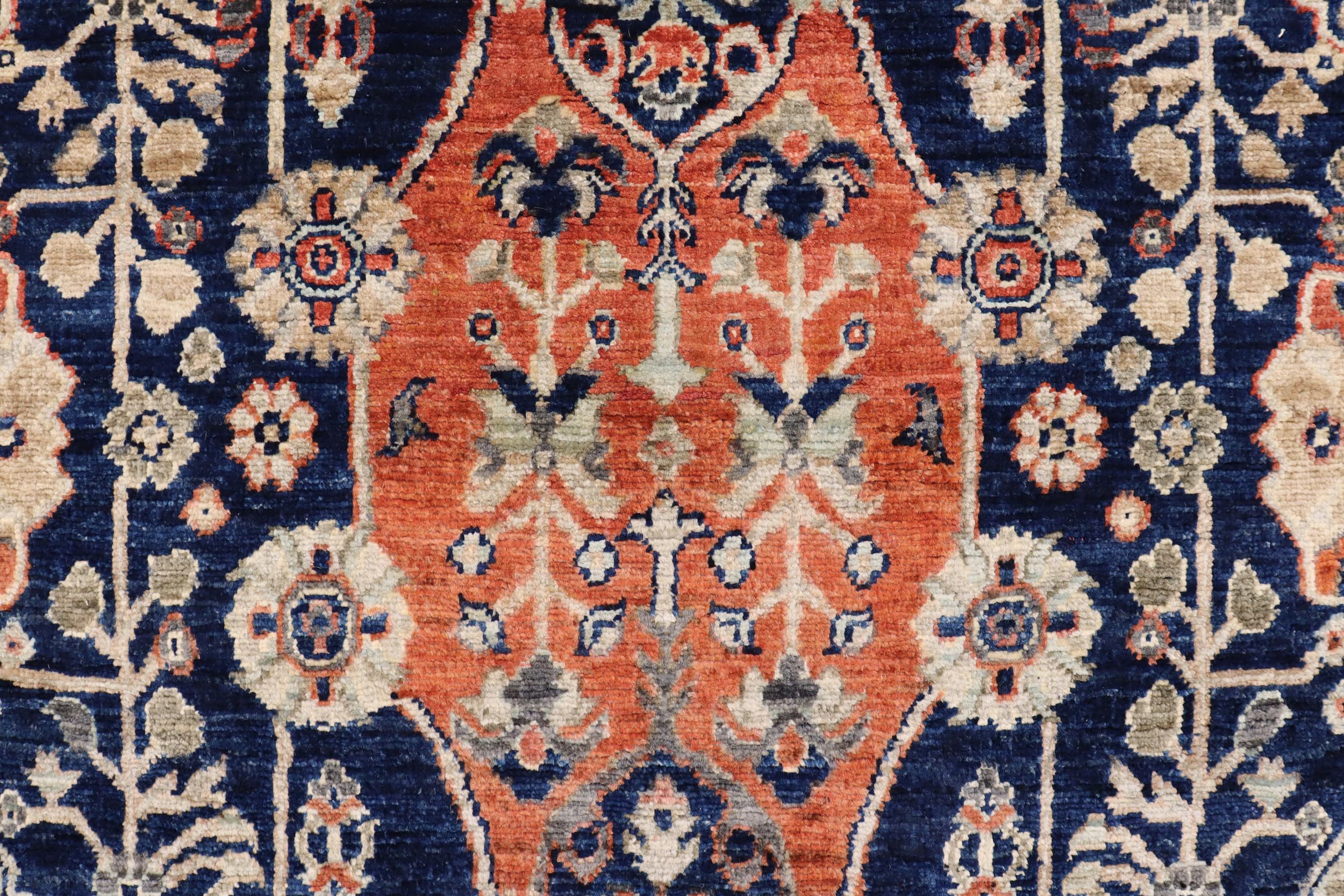 handmade Traditional Kafkaz Blue Rust Hand Knotted RECTANGLE 100% WOOL area rug 4x6