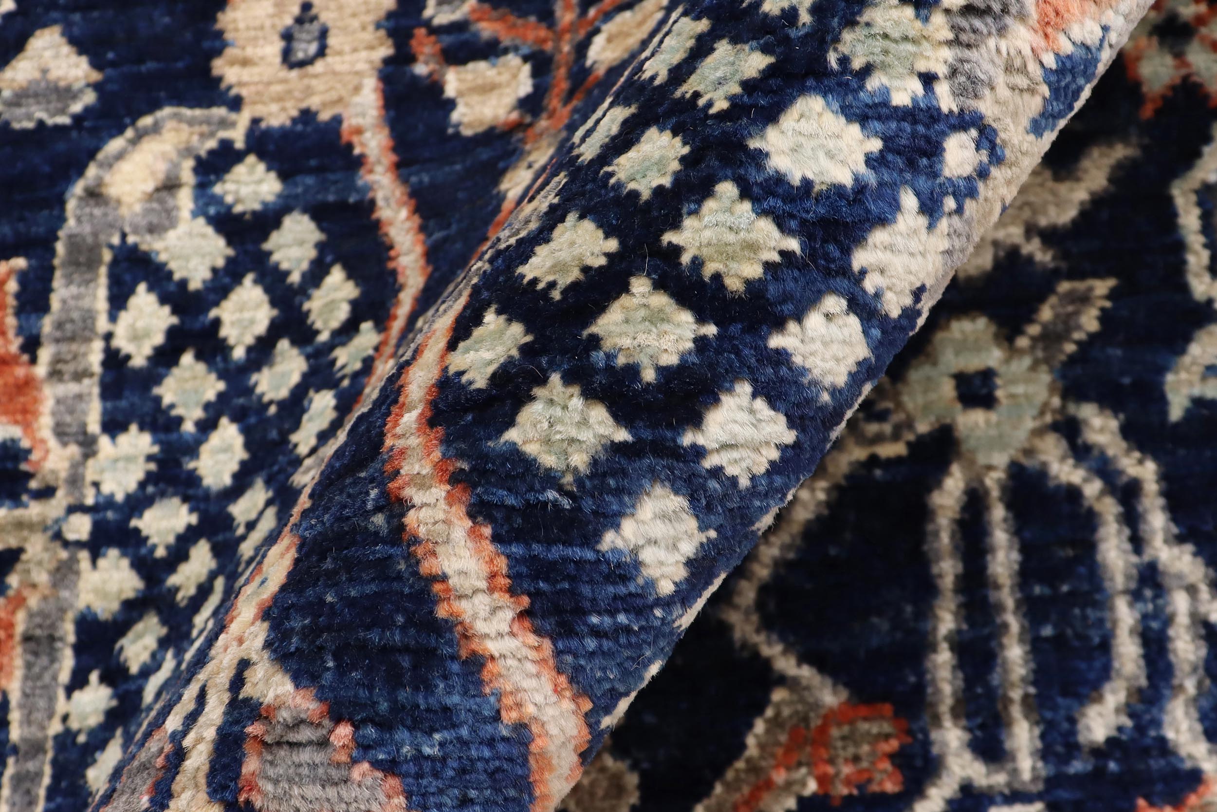 handmade Traditional Kafkaz Blue Rust Hand Knotted RECTANGLE 100% WOOL area rug 4x6
