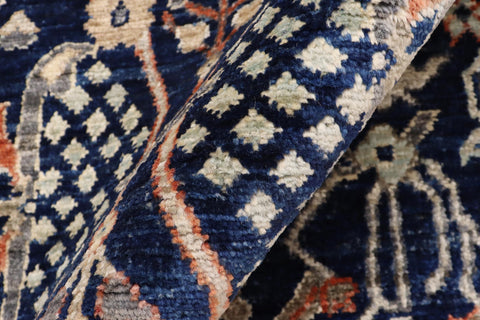 handmade Traditional Kafkaz Blue Rust Hand Knotted RECTANGLE 100% WOOL area rug 4x6