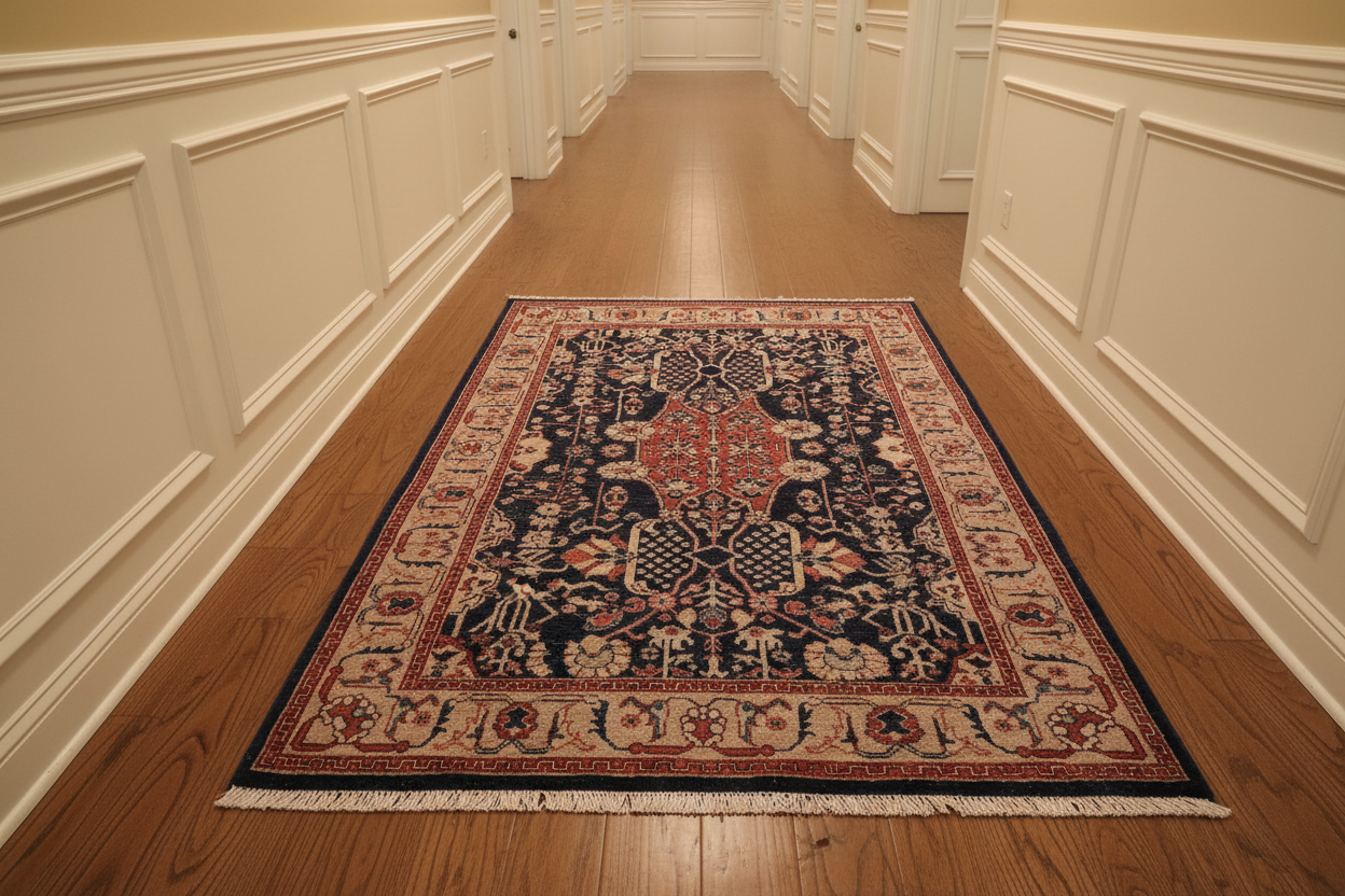 handmade Traditional Kafkaz Blue Brown Hand Knotted RECTANGLE 100% WOOL area rug 4x6