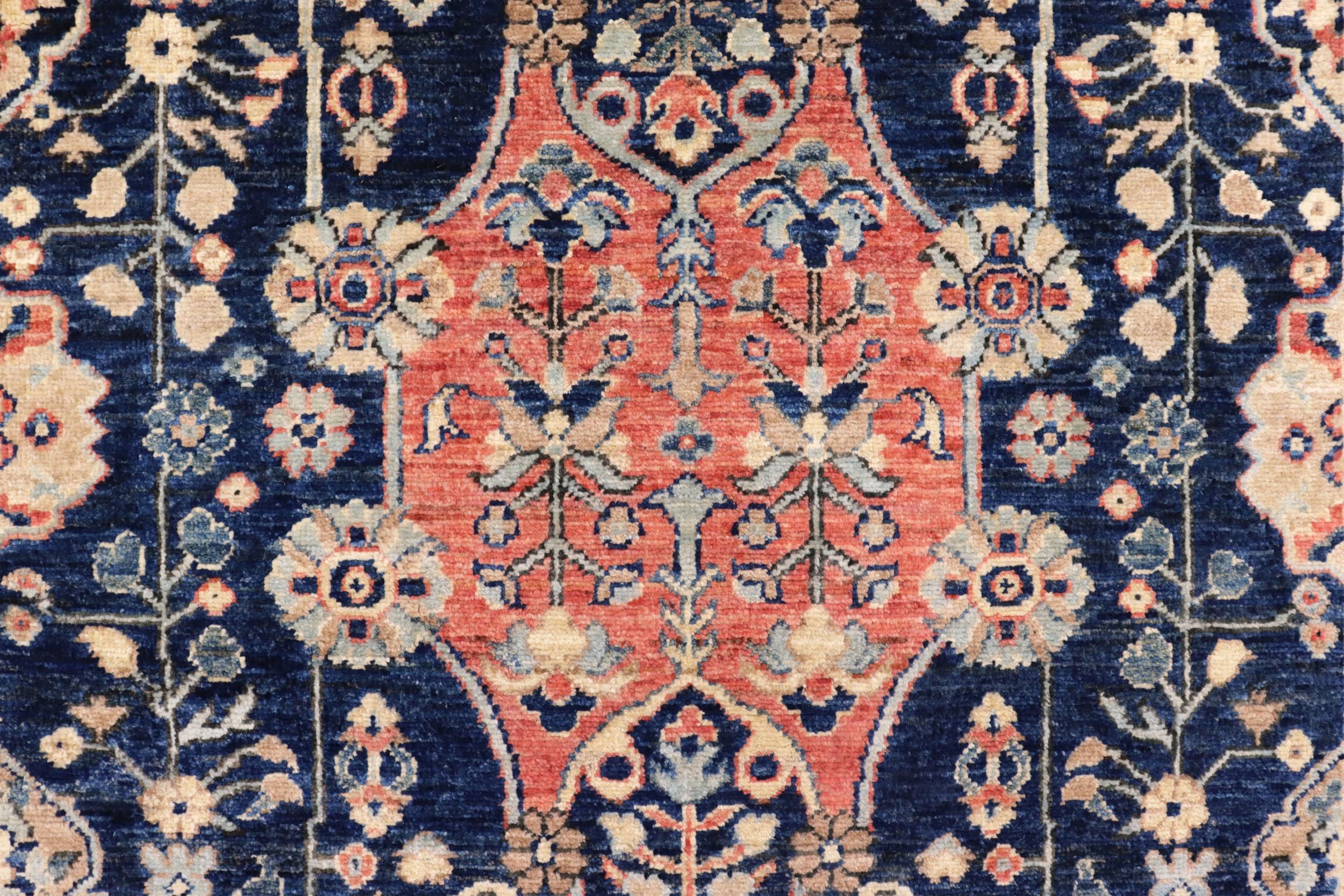 handmade Traditional Kafkaz Blue Brown Hand Knotted RECTANGLE 100% WOOL area rug 4x6