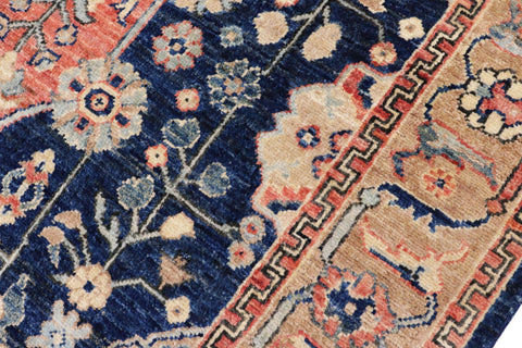 handmade Traditional Kafkaz Blue Brown Hand Knotted RECTANGLE 100% WOOL area rug 4x6