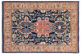 Classic Ziegler Houston Blue/Brown Hand-Knotted Wool Rug - 4'0'' x 5'9''