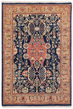 handmade Traditional Kafkaz Blue Brown Hand Knotted RECTANGLE 100% WOOL area rug 4 x 6