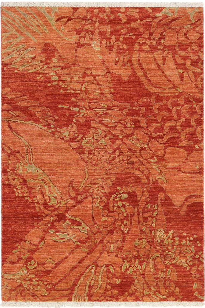 handmade Modern Kafkaz Rust Gray Hand Knotted RECTANGLE 100% WOOL area rug 3X5