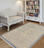 handmade Modern Kafkaz Blue Beige Hand Knotted RECTANGLE 100% WOOL area rug 3  x 5 