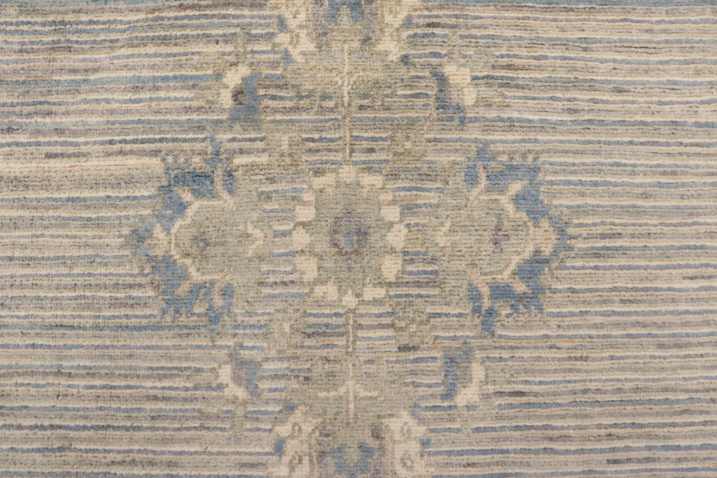 handmade Modern Kafkaz Blue Beige Hand Knotted RECTANGLE 100% WOOL area rug 3' x 5'