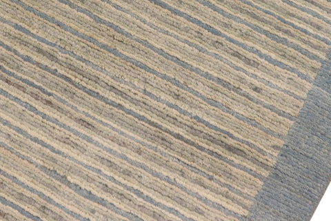 handmade Modern Kafkaz Blue Beige Hand Knotted RECTANGLE 100% WOOL area rug 3' x 5'