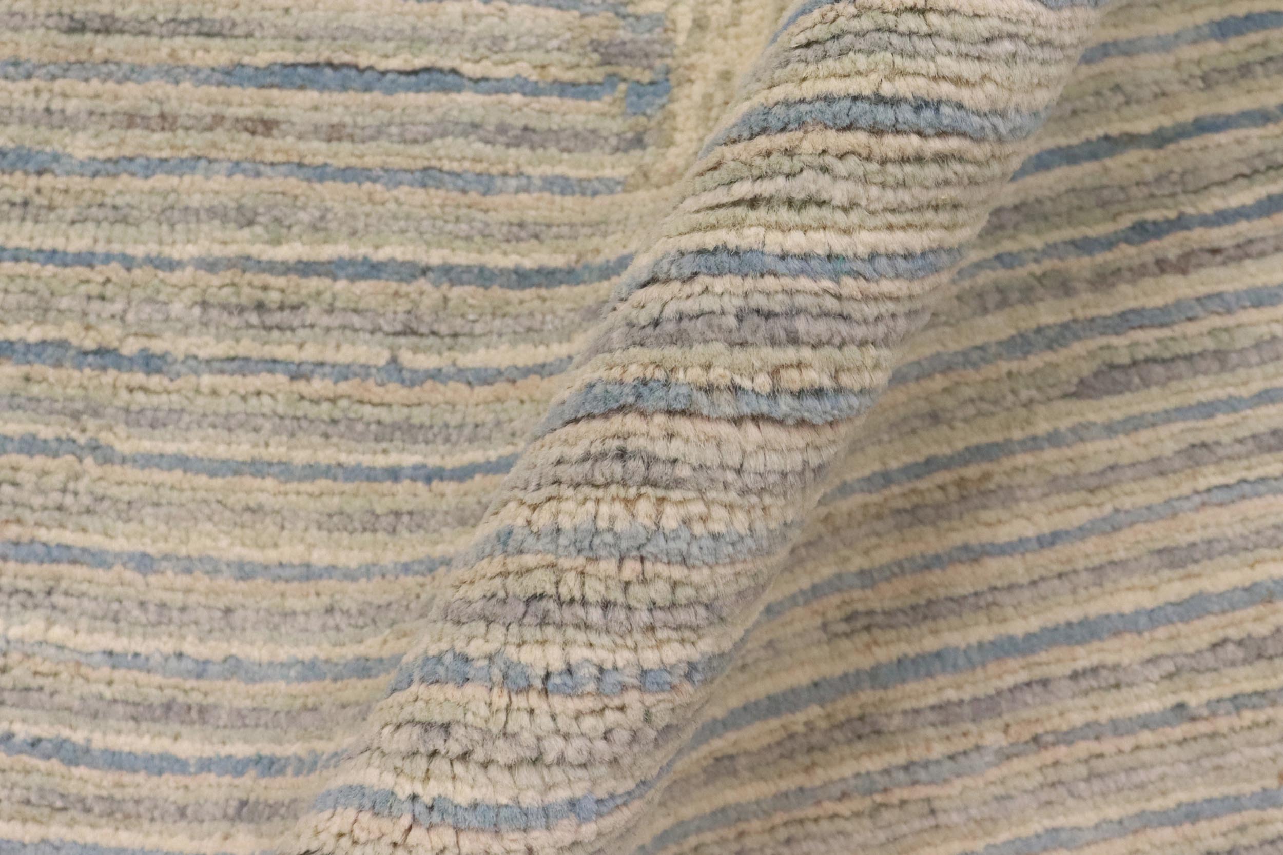 handmade Modern Kafkaz Blue Beige Hand Knotted RECTANGLE 100% WOOL area rug 3' x 5'