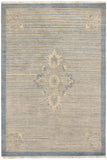 Modern Gabbeh Olive Blue/Beige Wool Rug - 3'3'' x 4'10''