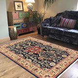 handmade Traditional Kafkaz Blue Tan Hand Knotted RECTANGLE 100% WOOL area rug 4 x 6