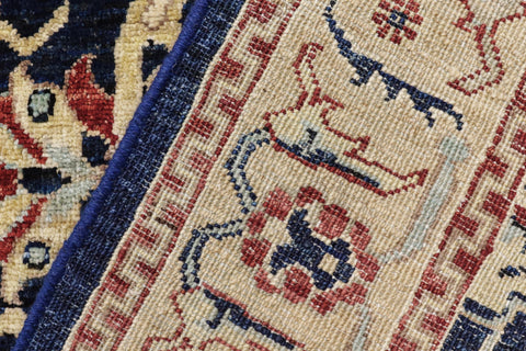 handmade Traditional Kafkaz Blue Tan Hand Knotted RECTANGLE 100% WOOL area rug 4x6