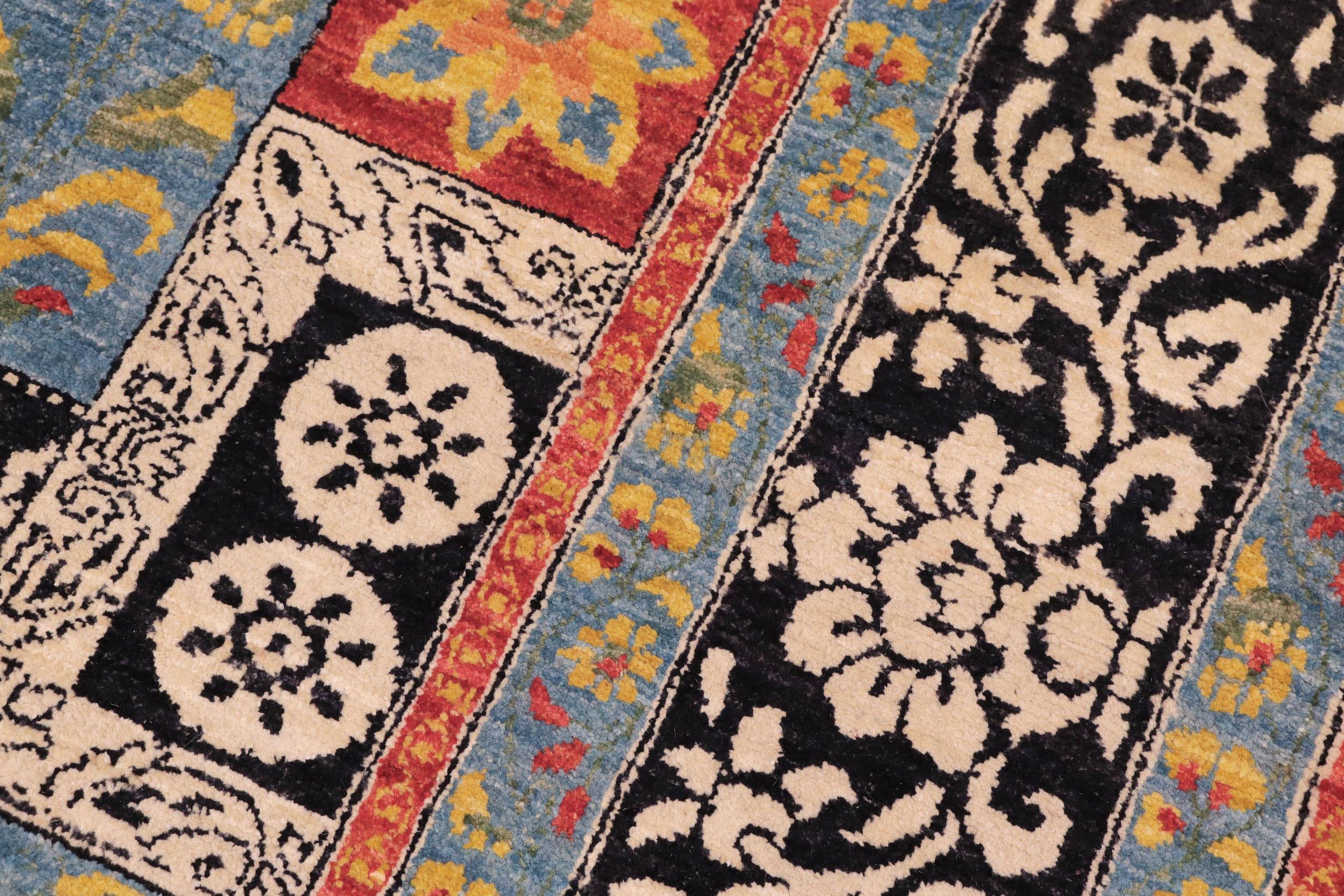 handmade Modern Kafkaz Rust Black Hand Knotted RECTANGLE 100% WOOL area rug 8' x 10'