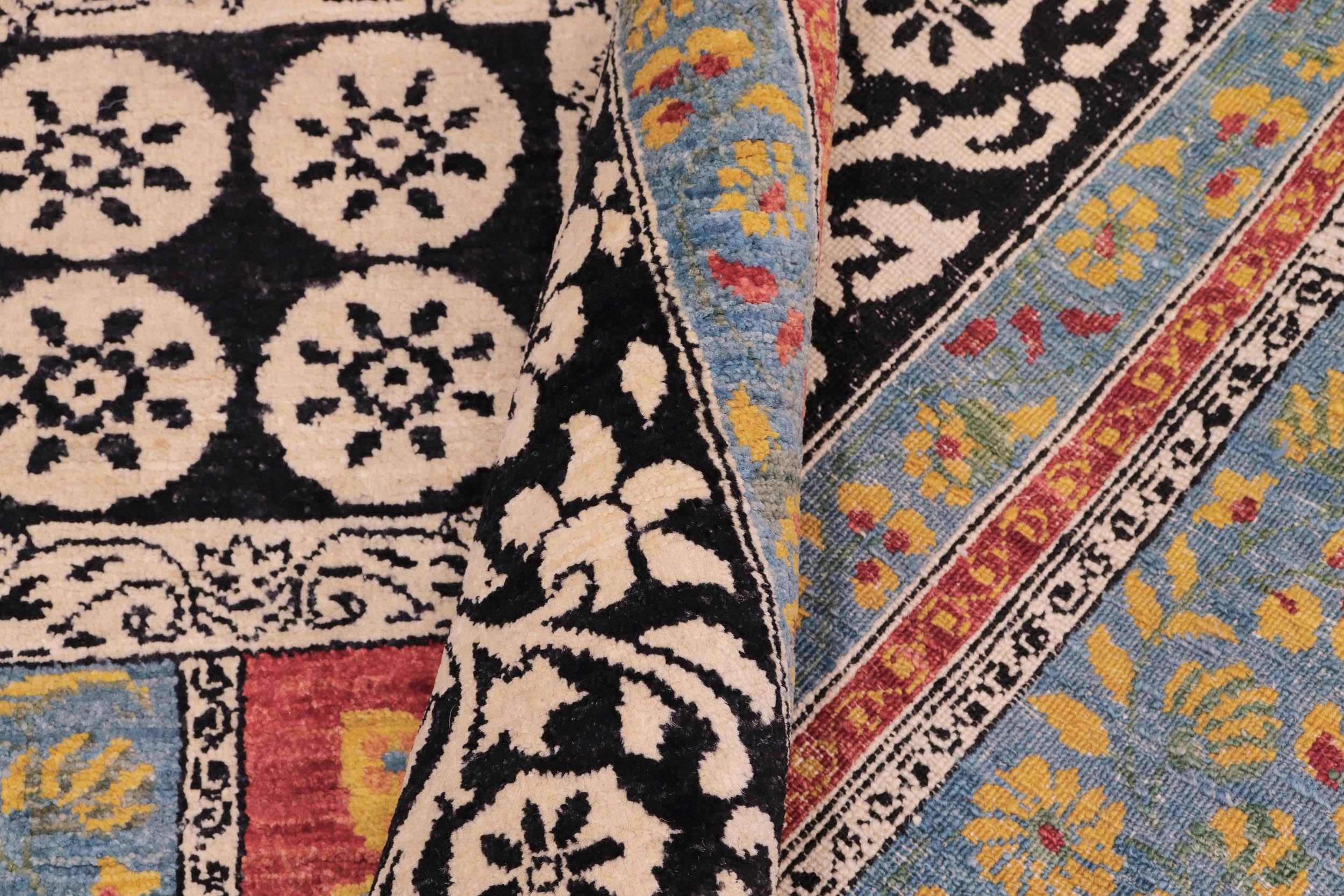 handmade Modern Kafkaz Rust Black Hand Knotted RECTANGLE 100% WOOL area rug 8' x 10'