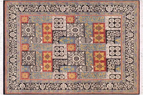 handmade Modern Kafkaz Rust Black Hand Knotted RECTANGLE 100% WOOL area rug 8' x 10'