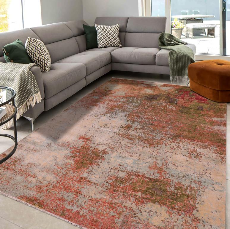 handmade Modern Modern Blue Beige Hand Knotted RECTANGLE WOOL&SILK area rug 8X11