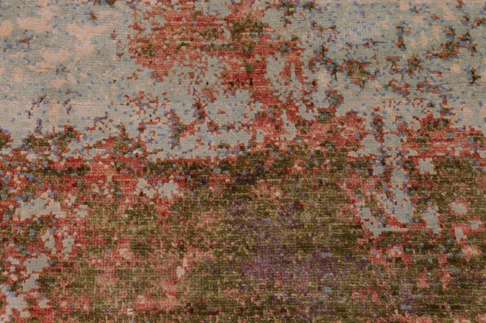 handmade Modern Modern Blue Beige Hand Knotted RECTANGLE WOOL&SILK area rug 8X11