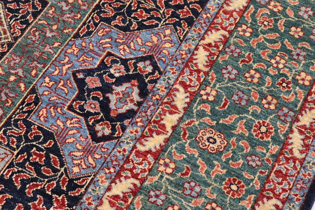 handmade Geometric Mamluk Blue Green Hand Knotted RECTANGLE 100% WOOL area rug 9 x 12