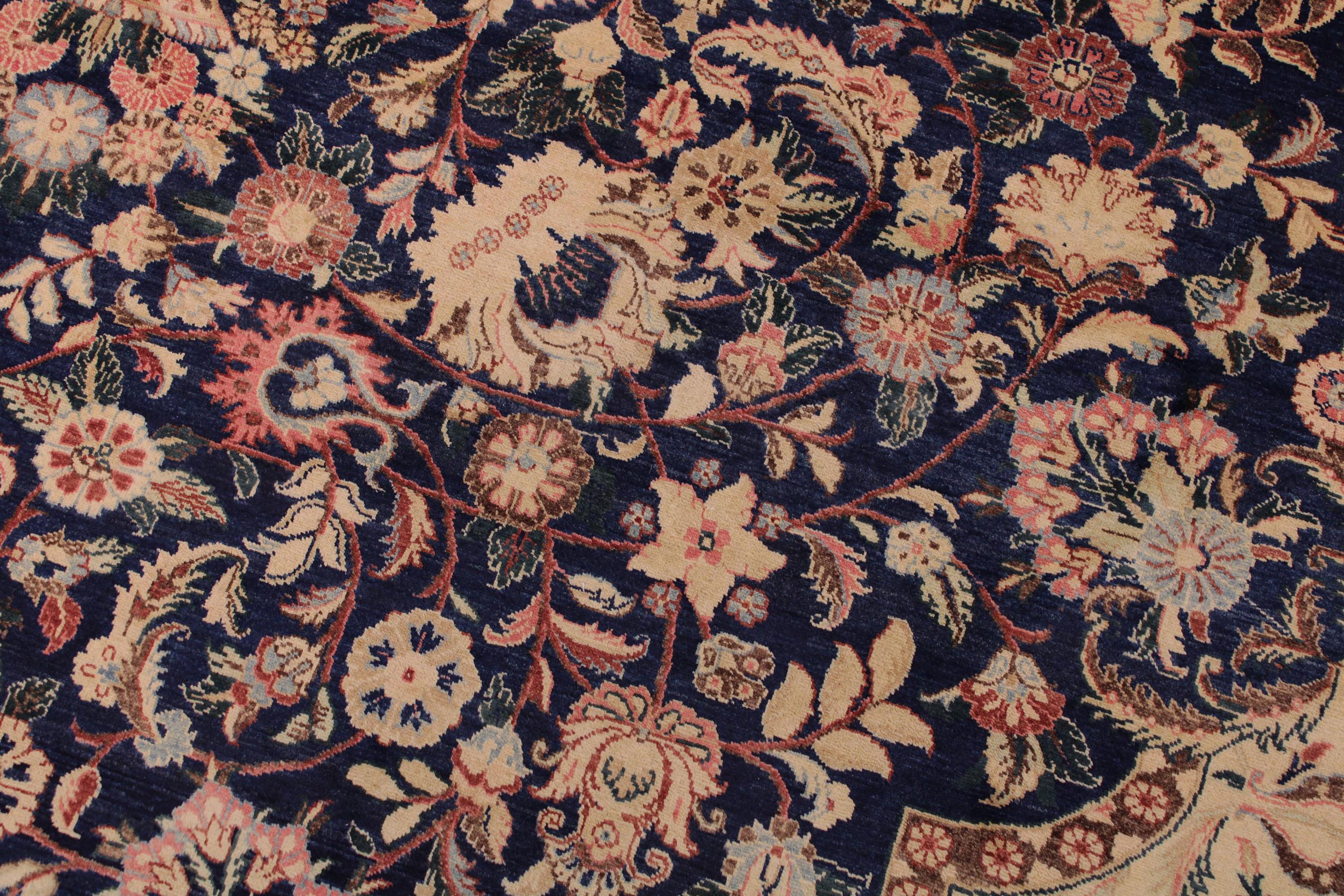 handmade Traditional Hussani Blue Rose Hand Knotted RECTANGLE 100% WOOL area rug 9 x 12