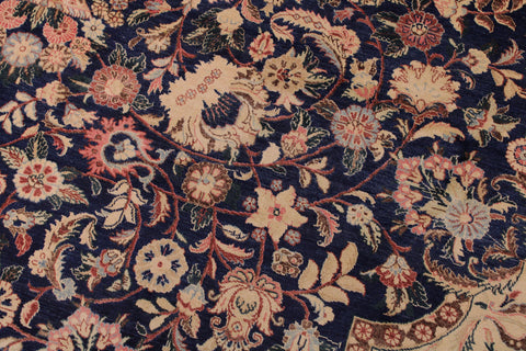 handmade Traditional Hussani Blue Rose Hand Knotted RECTANGLE 100% WOOL area rug 9 x 12