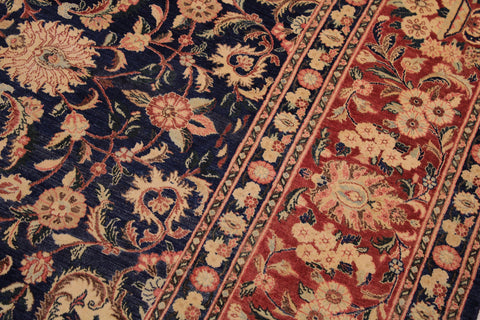 handmade Traditional Hussani Blue Rose Hand Knotted RECTANGLE 100% WOOL area rug 9 x 12