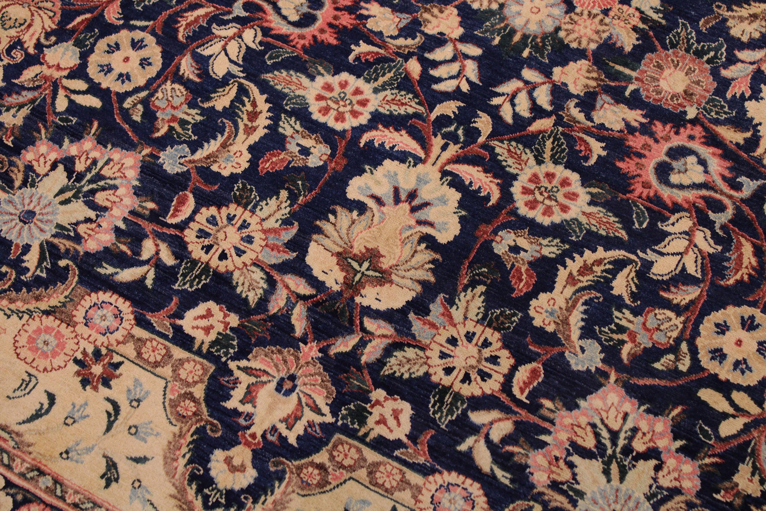 handmade Traditional Hussani Blue Rose Hand Knotted RECTANGLE 100% WOOL area rug 9x12