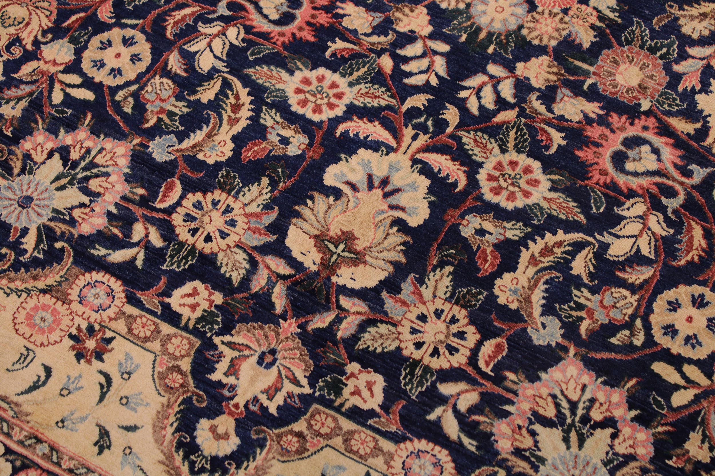 handmade Traditional Hussani Blue Rose Hand Knotted RECTANGLE 100% WOOL area rug 9 x 12