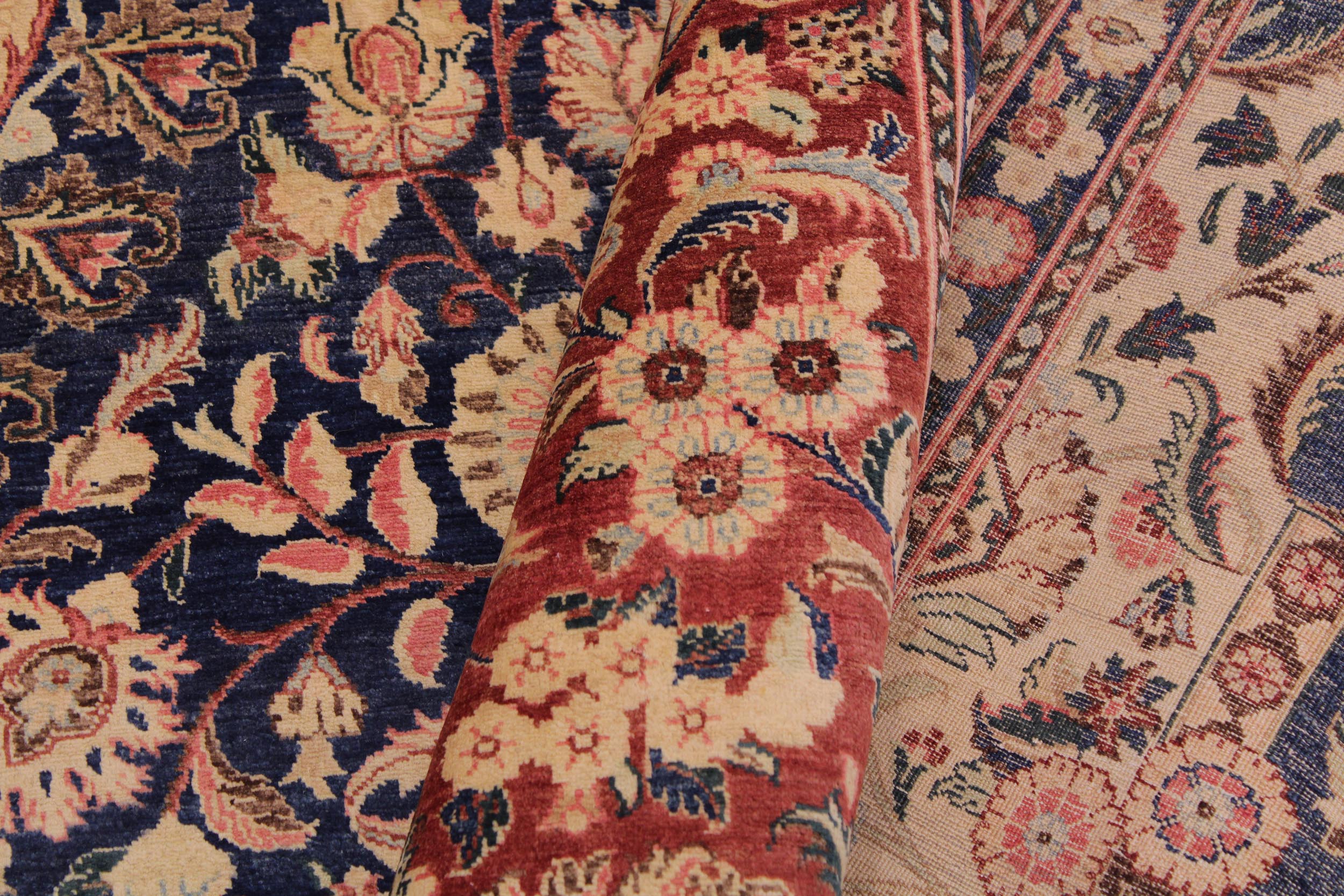 handmade Traditional Hussani Blue Rose Hand Knotted RECTANGLE 100% WOOL area rug 9 x 12