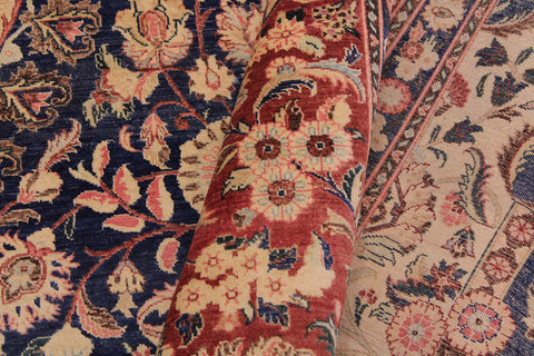 handmade Traditional Hussani Blue Rose Hand Knotted RECTANGLE 100% WOOL area rug 9 x 12