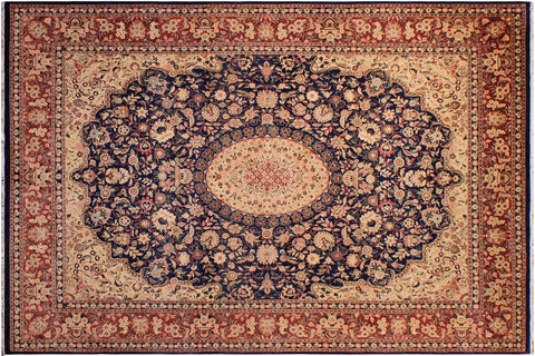 handmade Traditional Hussani Blue Rose Hand Knotted RECTANGLE 100% WOOL area rug 9x12
