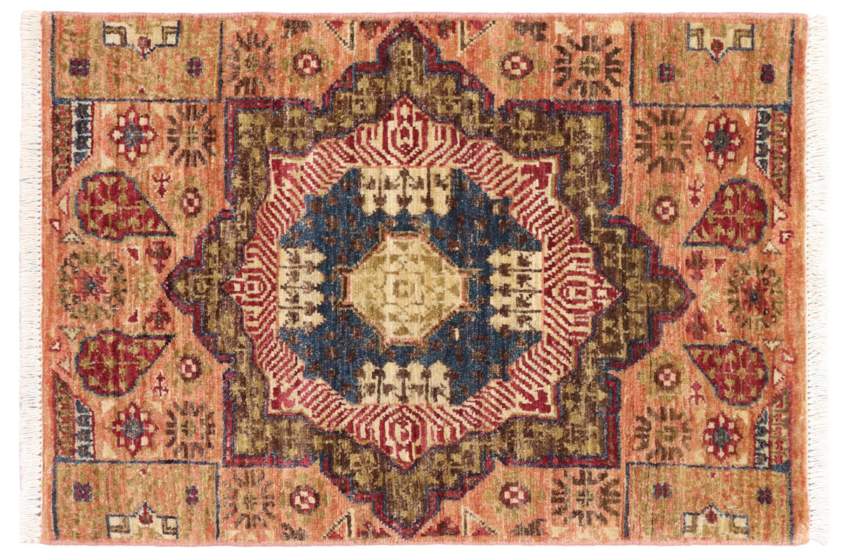 handmade Geometric Mamluk Blue Pink Hand Knotted RECTANGLE 100% WOOL area rug 2 x 3